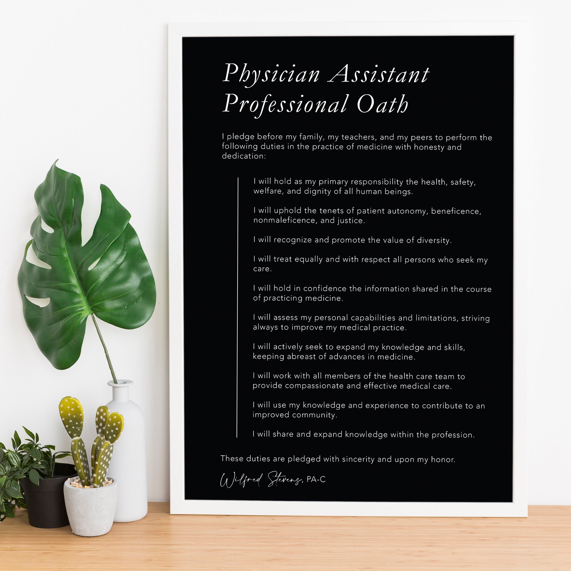 Physician Assistant Oath Personalized Customized PA Gift Etsy