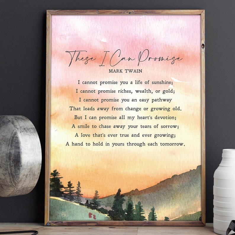These I Can Promise Mark Twain Marriage Poem Wedding Etsy