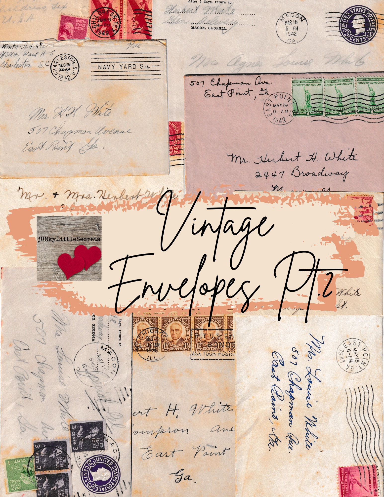 Printable Vintage Envelopes, Instant Digital Download, Junk Journal Kit ...