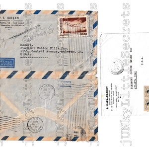 Printable 1950s Vintage Air Mail Envelopes, Instant Digital Download ...