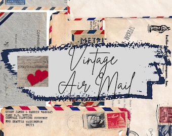 Printable Vintage Air Mail Envelopes: 1950s Ephemera (Digital Download)