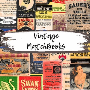 Afdrukbare vintage luciferdoosje kit, instant digitale download, Junk Journal Kit, Mixed Media, Kieskeurig knippen, Digitaal collageblad