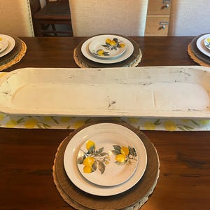 Extra Large Wood Dough Bowl – 39" Hand Carved Centerpiece Table Decor Vintage White