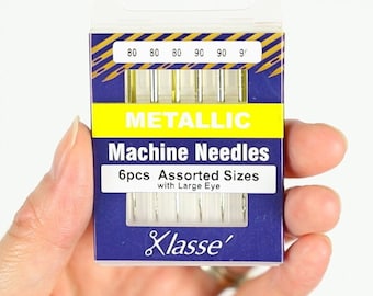 Klasse Metallic Needle - Assortment Pack 6 Needles (80/12, 90/14) for Sewing Machines
