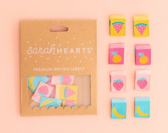 Sarah Hearts Sew-In Woven Labels - Summer Fruits