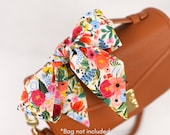 Skinny Purse Scarf for Handbag (Angled Ends) | Cream Floral print | Handmade Designer Gift