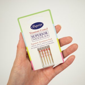 Superior Titanium Coated Topstitch Needles - Assortment Pack (70/10, 80/12, 90/14, 100/16) for Sewing Machines