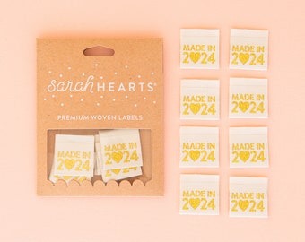 Sarah Hearts Sew-In Woven Labels - "Made in 2024"