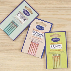 Superior Titanium Coated Needles - 3 Pack Variety (80/12, 90/14, 100/16) for Sewing Machines