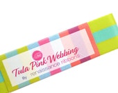 Tula Pink Webbing 2 yards x 1.5 inch - Lime and Turquoise | Nylon Webbing for Bag Making & Sewing