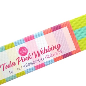 Tula Pink Webbing 2 yards x 1.5 inch - Lime and Turquoise | Nylon Webbing for Bag Making & Sewing