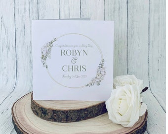 Personalised Sage Wedding Card - Mr & Mrs, Mr and Mr, Mrs and Mrs Cards.