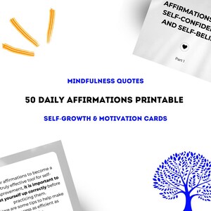 50 tägliche Affirmationen zum Ausdrucken | Karten für Selbstwachstum und Motivation, Zitate zur Achtsamkeit | Digitales Geschenk zur Persönlichkeitsentwicklung für Sie und Ihn
