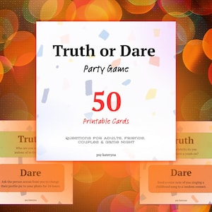 Wahrheit oder Pflicht Partyspiel – 50 druckbare Karten mit lustigen Mutproben und tiefgründigen Fragen für Erwachsene, Freunde, Paare und Spieleabende