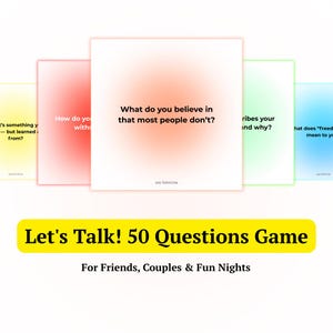 50 kaarten voor diepgaande gesprekken | Printbaar spel voor vrienden, stellen en feestjes | Digitaal vragendeck voor eerlijke gesprekken en betekenisvolle verbinding