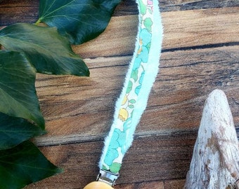 Pacifier clips for children in liberty fabric