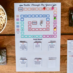 Film Trivia Board Game - DIGITAL DOWNLOAD - Reelin&#39; Through The Years! - Game Night - Trivia Game