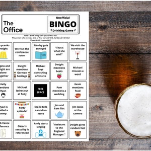 Il gioco di bevute di Bingo non ufficiale dell&#39;ufficio - DOWNLOAD DIGITALE - Il regalo del programma televisivo dell&#39;ufficio - Gioco dell&#39;happy hour virtuale - Regalo di compleanno in quarantena