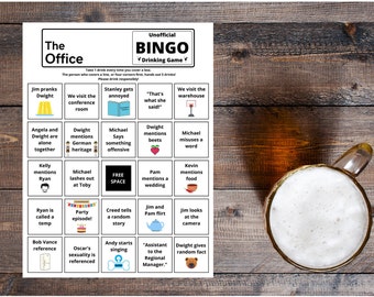 The Office Unofficial Bingo Drinking Game - DIGITAL DOWNLOAD - The Office TV Show Gift - Virtual Happy Hour Game - Quarantine Birthday Gift