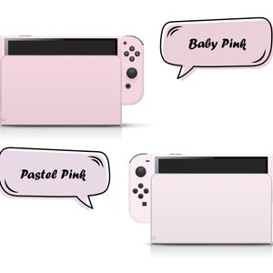 Classic Nintendo switch oled skin solid color block, Simple switch oled skin PInk, Blue, Green and Off-white Full cover 3m image 2