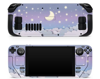 Cute Clouds Steam Deck Skin – Steam Deck OLED Skin & LCD, Pastel Starry Kawaii Purple Sky, Full Wrap 3M Vinyl Cover
