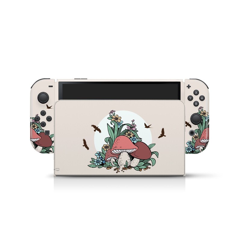 Nintendo switch oled skin Mushroom, Cute Kawaii switch oled skin Full wrap 3m image 4