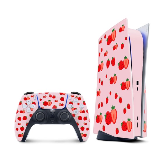 Coque pour PS5 fraise, Sony Playstation 5 Rose, vinyle 3 m, autocollants  lune, couverture intégrale -  France