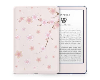 Cherry Blossom Kindle Skin Decal, Beige Floral Kindle Paperwhite Skin, Kindle Oasis Skin, Kindle Sticker, Premium 3M Vinyl Full Wrap Cover