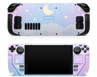 Cute Clouds Steam Deck Skin – Steam Deck OLED Skin & LCD, Pastel Starry Kawaii Purple Sky, Full Wrap 3M Vinyl Cover