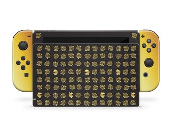 skin per Nintendo Switch, skin foglia d'oro, skin prestigiosa oro nero, copertura completa, decalcomania in vinile 3 m