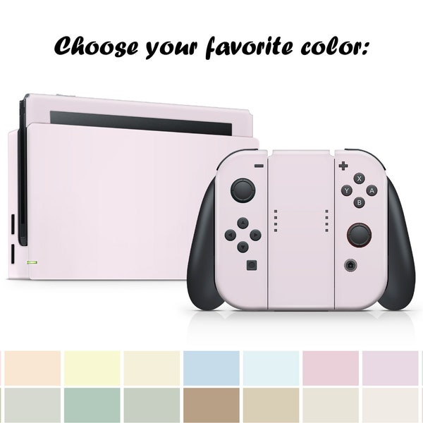 Classic Nintendo switch skin solid color block, Simple switch skin PInk, Blue, Green and Off-white Full cover 3m