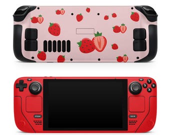 Strawberries Steam Deck Skin – Steam Deck OLED Skin & LCD, Kawaii Pink, Full Wrap 3M Vinyl Cover
