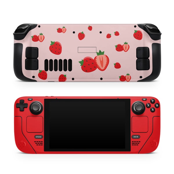 Cute Strawberry Steam Deck skin, Kawaii Red color steam deck Decal Full Wrap cover Vinyl 3m Sticker