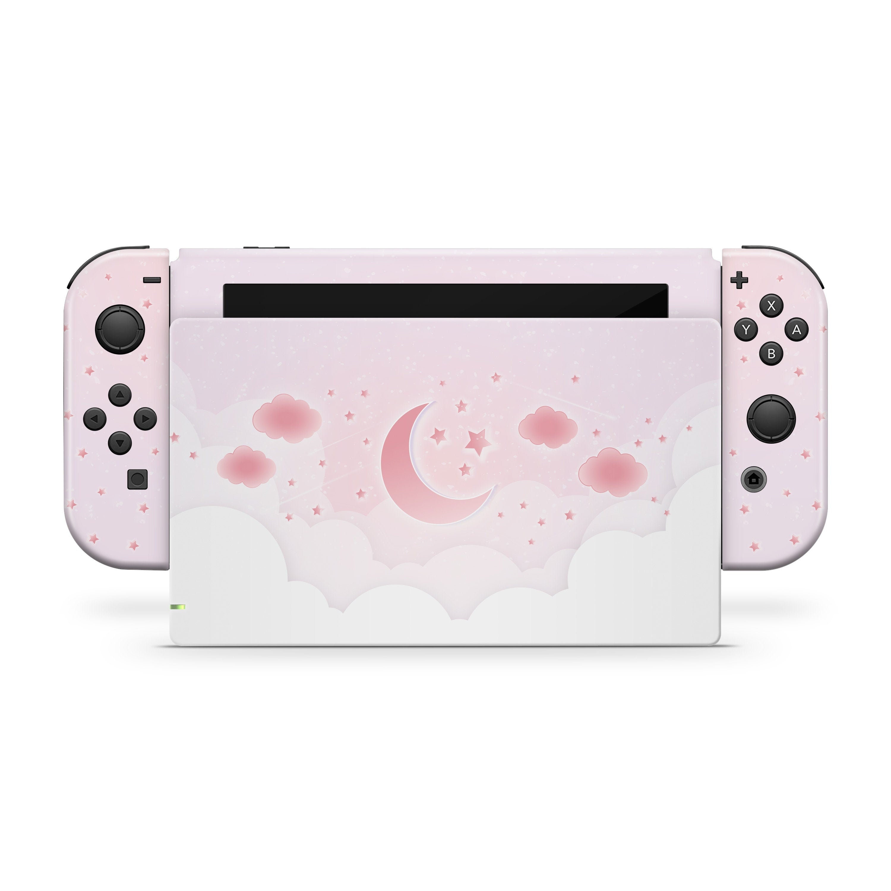 Nintendo Switch Skin Pastel Pink Clouds, Moon Switch Skin Full