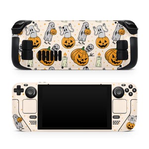 Spooky Halloween Steam Deck Skin – Steam Deck OLED Skin & LCD, Pumpkin Kawaii Beige, Full Wrap 3M Vinyl Cover