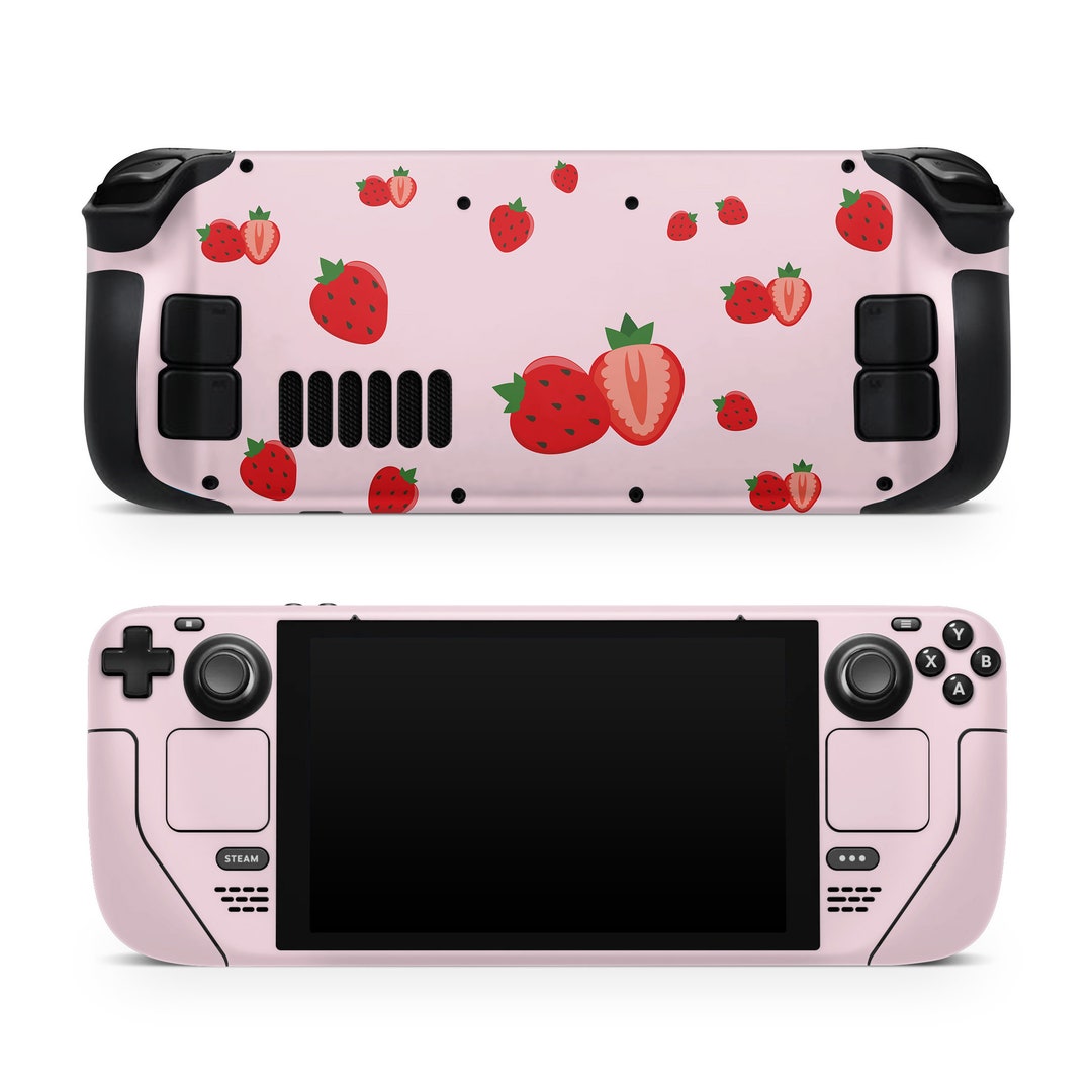 Cute Strawberry Steam Deck Skin, Kawaii Pink Color Steam Deck Decal