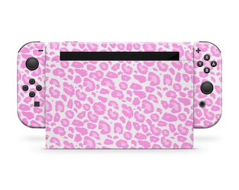 Skórka Leopard Nintendo Switch, Różowa skórka Switch Pełne etui 3 m