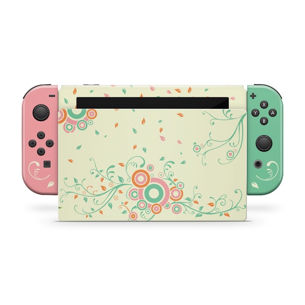 nintendo switch skin, flowery skin green and Piink Full wrap 3m