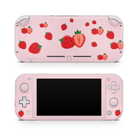 Nintendo Switch Lite Skin, Cute Strawberry Switch Lite Skin Pastel Pink  Full Cover 3m 