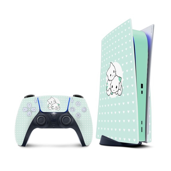 Pastel Blue Ps5 Skin Cats, Playstation 5 Controller Skin Kawaii, Green  Vinyl 3m Stickers Full Wrap Cover 