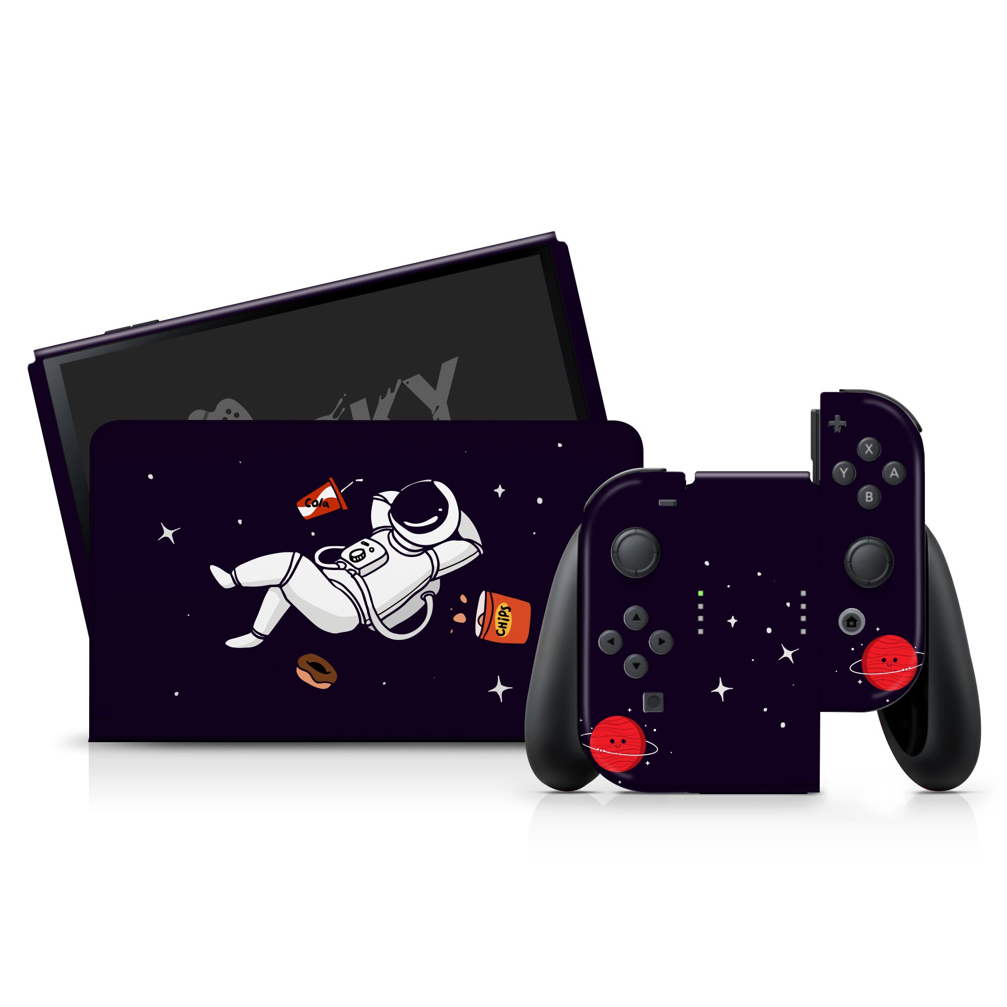 Nintendo switch oled skin Astronaut, Cute switch oled skin Kawaii Purple oled skin Full wrap cover 3m