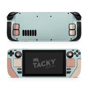 Color Blocking Steam Deck Skin – Solid Color Steam Deck OLED Skin | Premium 3M Vinyl Full‑Wrap Decal Pastel Blue & Terracotta