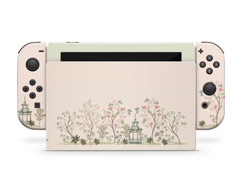 Nintendo switch skin Green & CREAM , japanese Sakura switch skin Cherry Blossom Full cover 3m