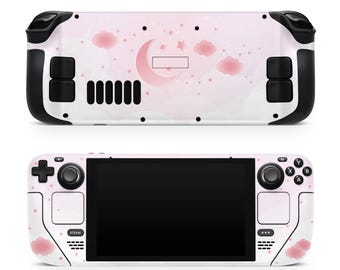 Starry Moon Steam Deck Skin – Steam Deck OLED Skin & LCD, Clouds Pastel Kawaii Pink, Full Wrap 3M Vinyl Cover