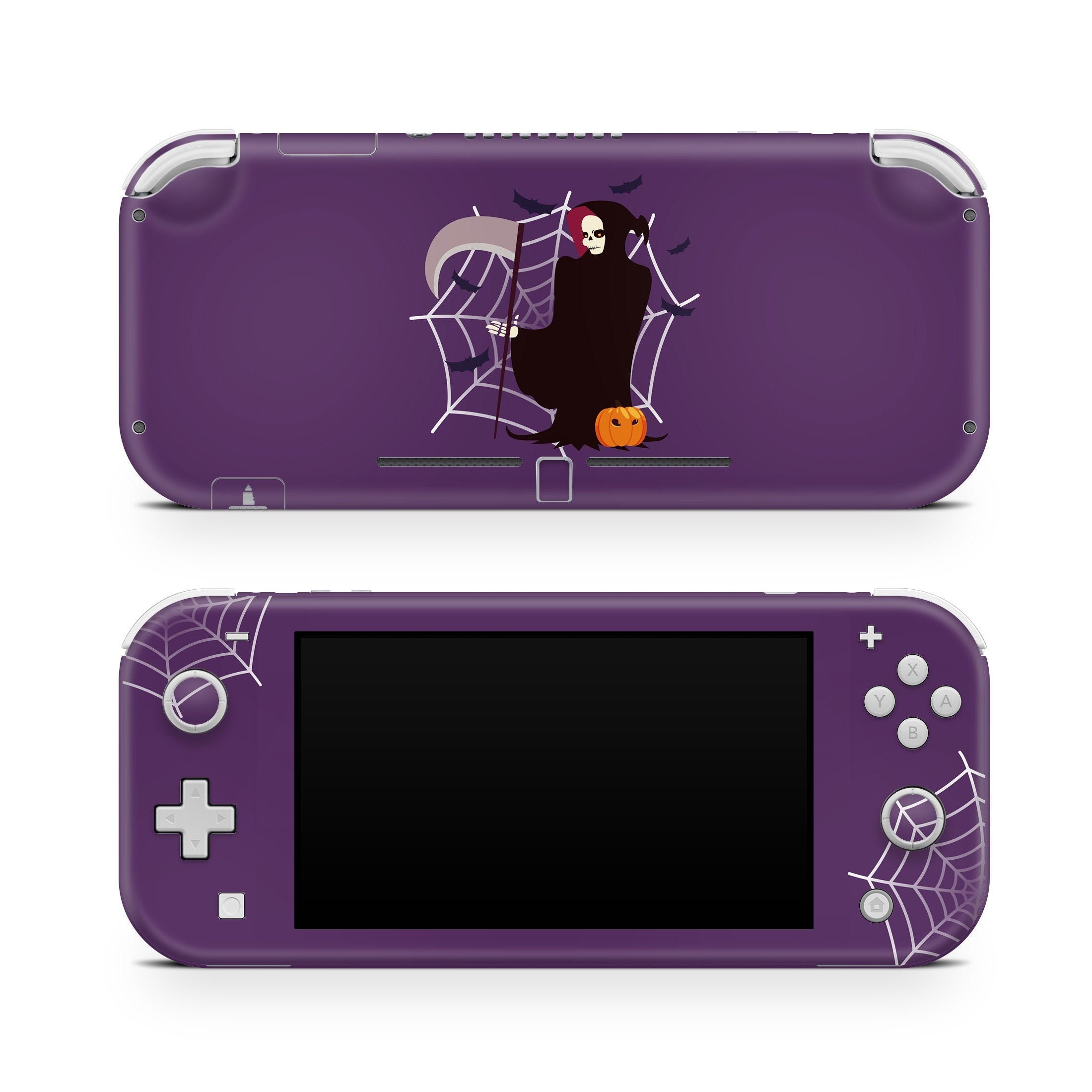 Nintendo Switch 本体 ハロウィンカラー Halloween Nintendo Switch Lite Skin Spooky Grim Reaper, Spider Web