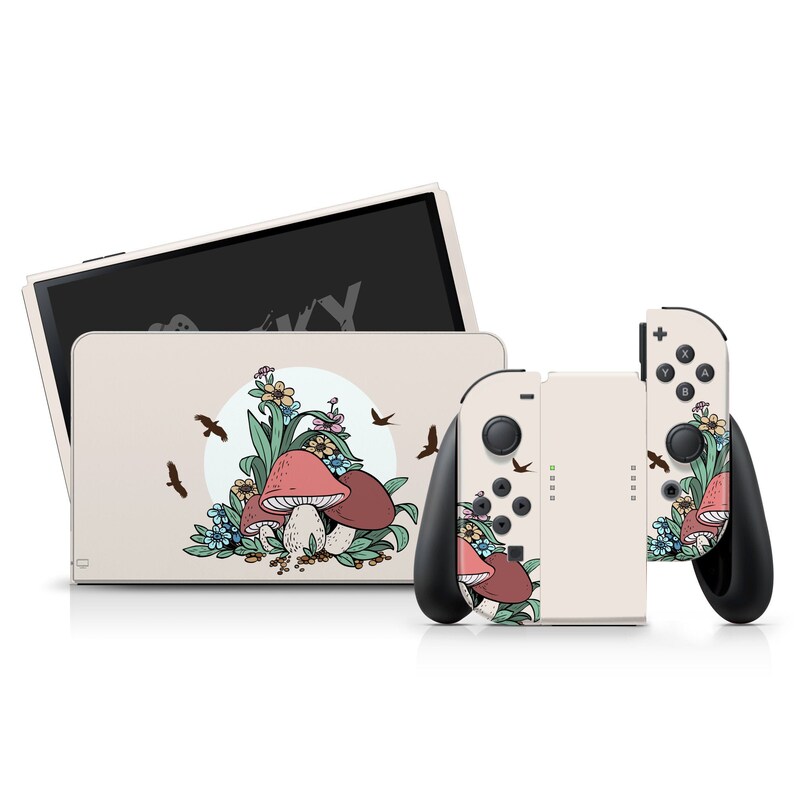 Nintendo switch oled skin Mushroom, Cute Kawaii switch oled skin Full wrap 3m image 1