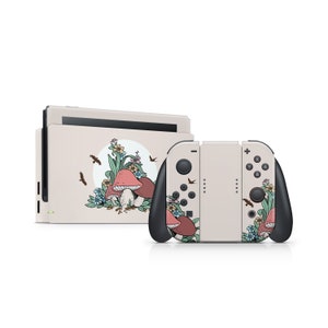 Cute Mushroom nintendo switch skin ,Kawaii switch oled skin Full cover 3m pastel stickers image 2