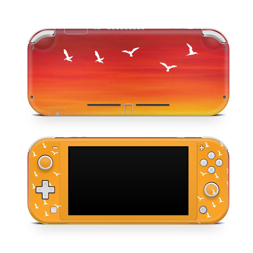 Nintendo Switch Lite Sunset Skin, Switch Lite Skin Birds, Orange Switch
