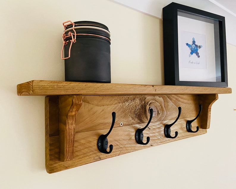 Coat Hook Rack With Shelf Uk Hook Shelf Coat Hook Rack Etsy UK