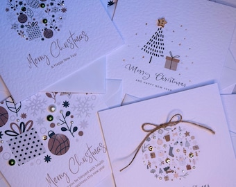 Luxury Christmas Cards, 8 pack of christmas cards, unique christmas cards, handmade cards